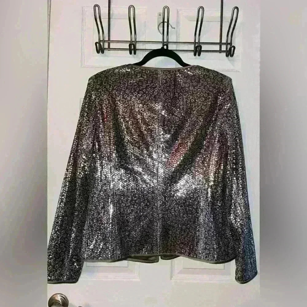 Nipon Boutique Sequined Open Front Jacket, Size 10 - image 3